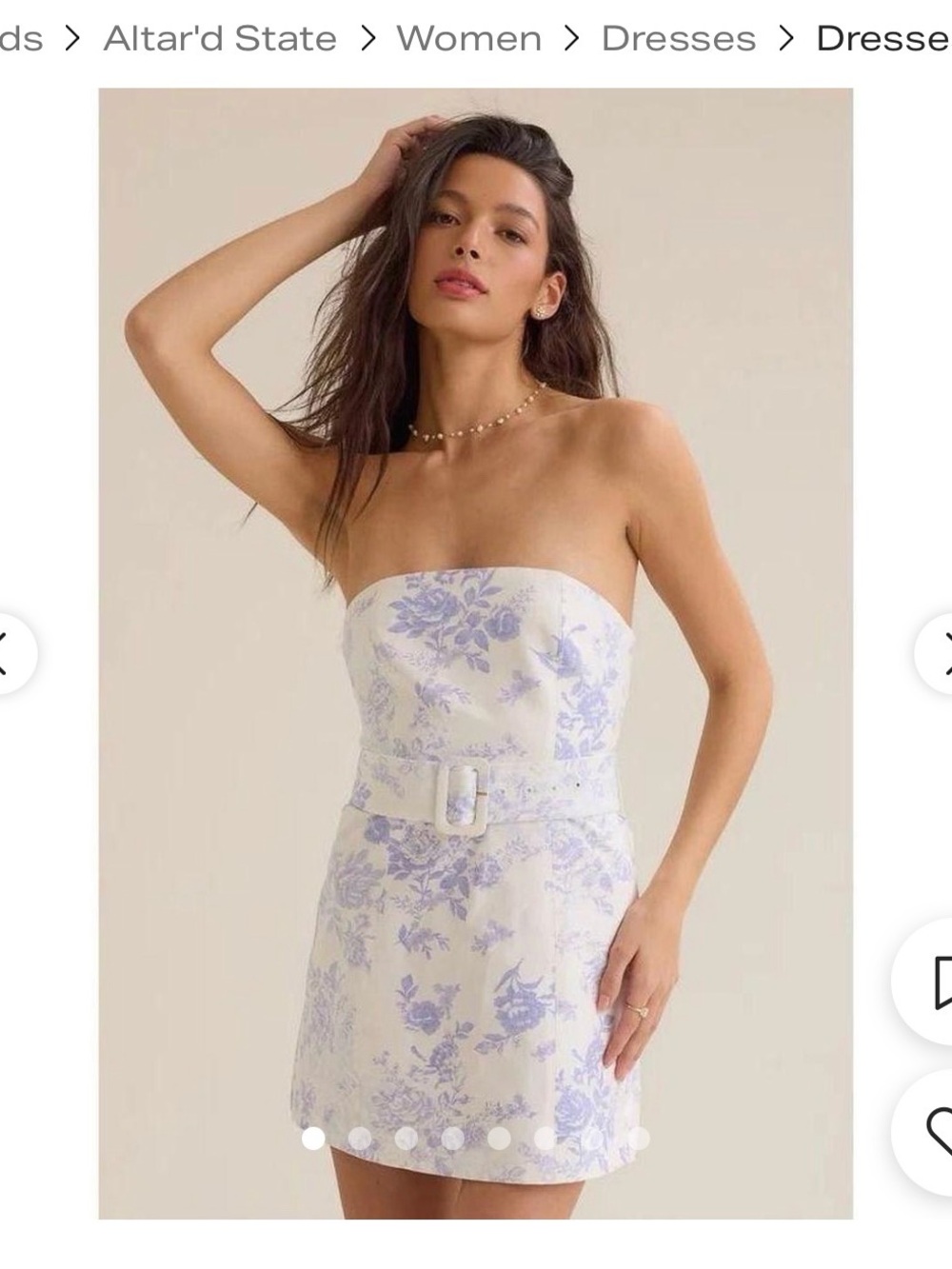 Altar’d State blue and white floral strapless dress